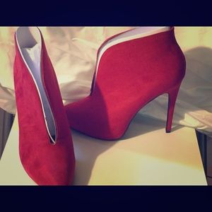 Red ankle booties