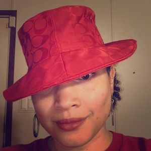 Coach red bucket hat