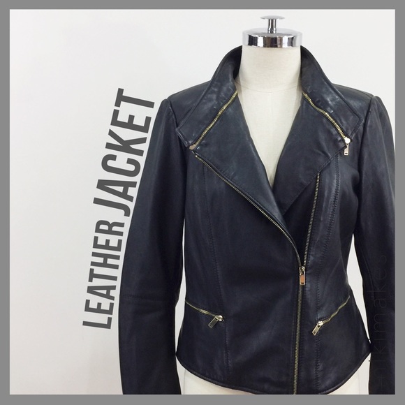 Zara Jackets & Blazers - [ zara ] moto zip up leather jacket high collar