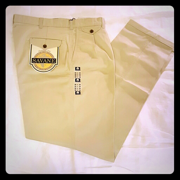 Men's Savane Khakis 100% Cotton Size 38W 34L
