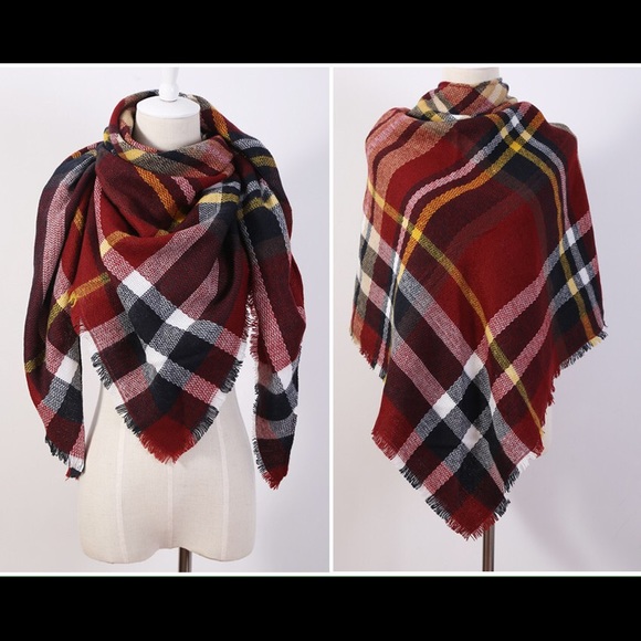 Red Plaid Blanket Scarf - Picture 3 of 3