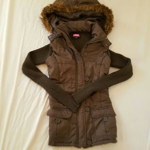 Green Hooded Jacket with Fur Hood