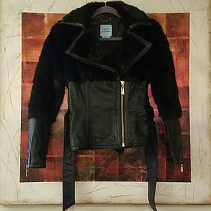 Guess by Marciano Leather Jacket with Faux Fur