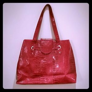 Red Tote with Aligator Design