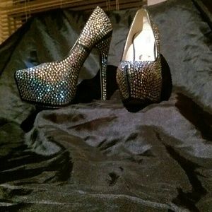 Black Rhinestone High Heel Size 8