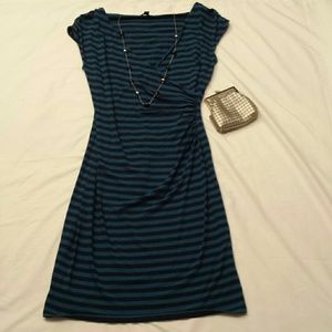 Blue and black striped dress.
