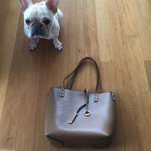 NWOT Vegan leather tote. Frenchie not included 😜