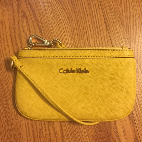 Calvin Klein Saffiano Yellow Wristlet
