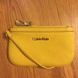 Calvin Klein Saffiano Yellow Wristlet