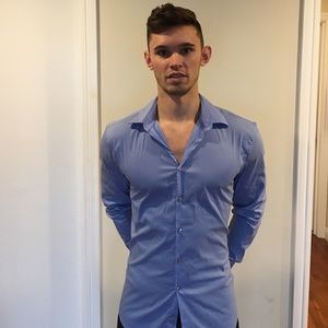 Blue slim fit button up