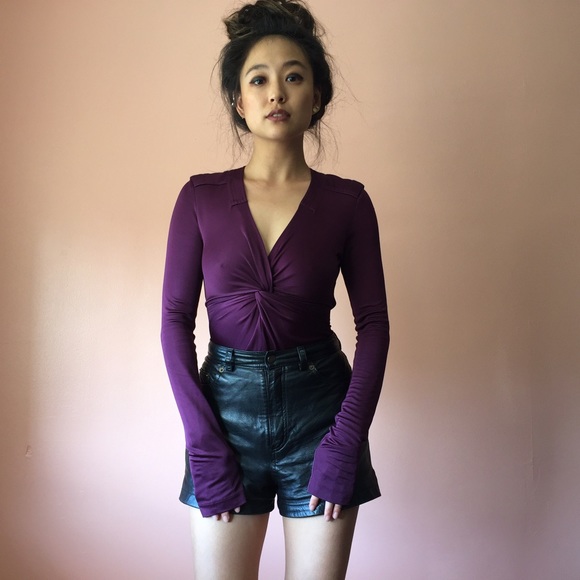 Alexander Wang Tops - Alexander Wang Purple Ruched Satin Top