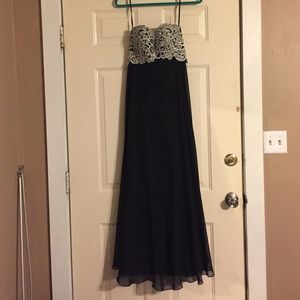 Black Strapless  Dress w/ silver detail + corset
