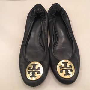Tory Burch Black Leather 8.5 Ballet Flats