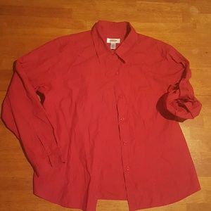 Petite Red button up shirt