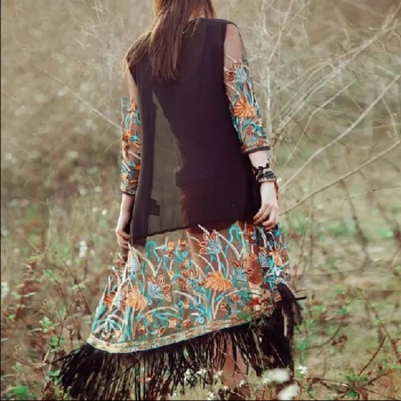 Embroidered Gypsy Boho Kimono - Picture 2 of 4