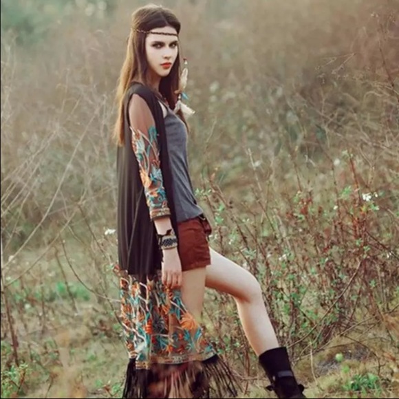 Embroidered Gypsy Boho Kimono - Picture 3 of 4