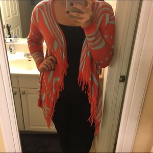 Umgee Orange and Turquoise Cardigan