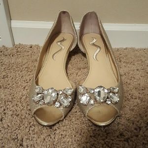 Gold sparkly flats