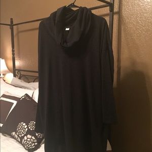 Black cowl neck sweater dress