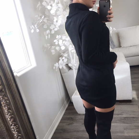 🆕Black Cut Out Turtle Neck Dress - Picture 2 of 4