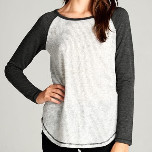 Crew neck elbow patch knit top - Picture 1 of 3