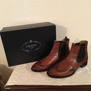 Prada brogue Chelsea ankle boots