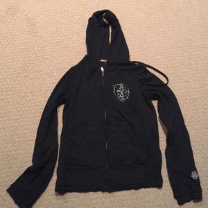 Miss Me hooded zip up studded sweatshirt