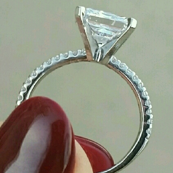 2 pc 14k white gold princess cut Engagement Ring - Picture 2 of 3