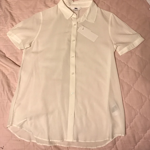 Uniqlo White Short Sleeve Blouse