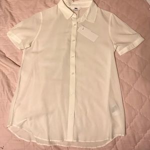 Uniqlo White Short Sleeve Blouse