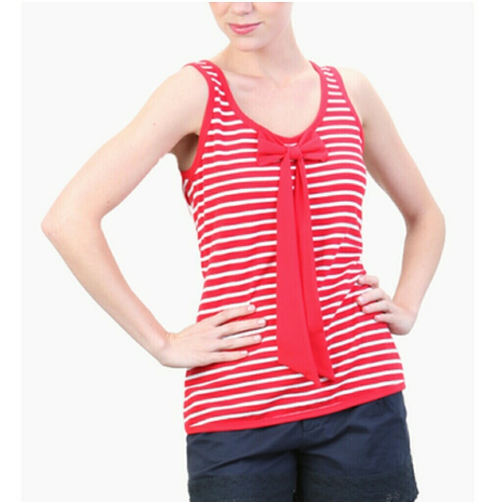 *NWT* Red & White Nautical Striped Tank Sz M