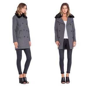 NWT SOIA & KYO JILL WOOL FAUX FUR COAT M