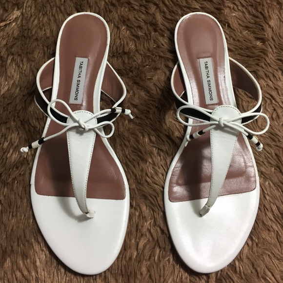Tabitha Simmons White/Black Kidskin Sandals