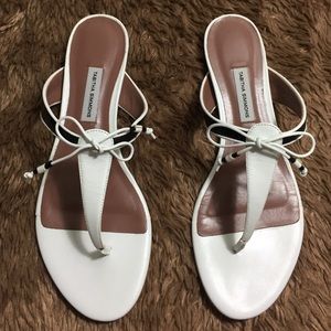 Tabitha Simmons White/Black Kidskin Sandals