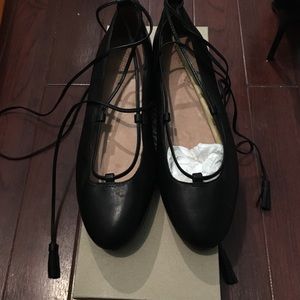 Black leather Madewell flats