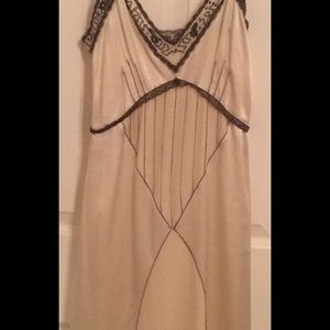 Off white silk & black lace dress by Mint