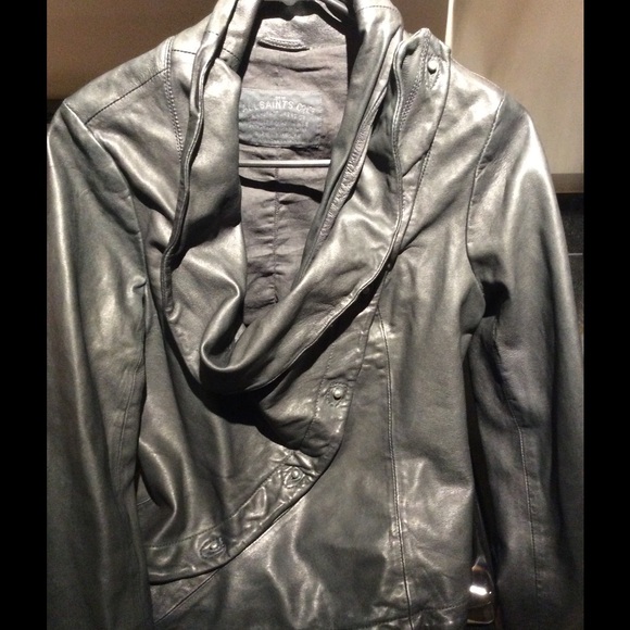 All Saints leather wrap jacket.