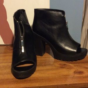 Black open toe booties