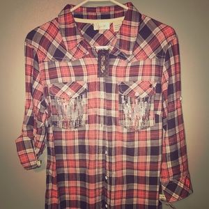 NWT Tunic Length Plaid Top - Med