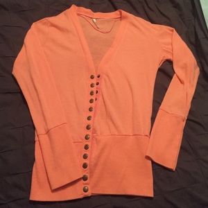 Snap up button sweater Salmon