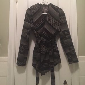 Aztec print wrap peacoat