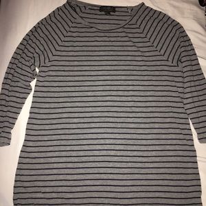 Gray and Blue Striped Forever 21 Top, XL
