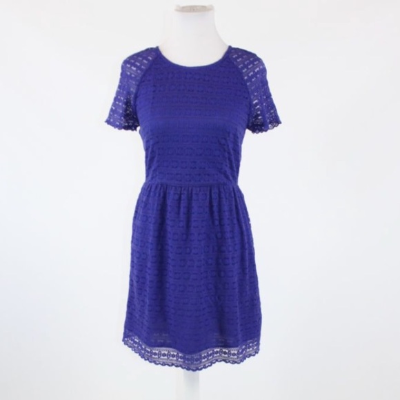 Free People blue crochet/lace short sleeve dress