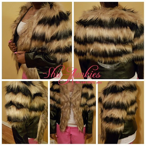 Faux fur leather jacket