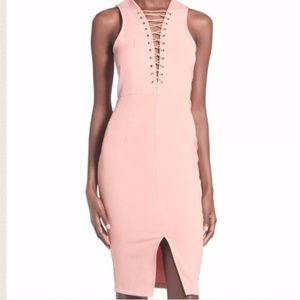 Missguided Sleeveless Lace Up Plunge Dress