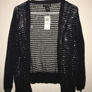 Black mesh sequins cardigan