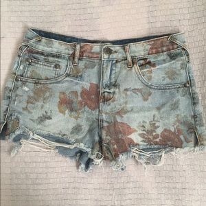 Free People Flower Jean Shorts