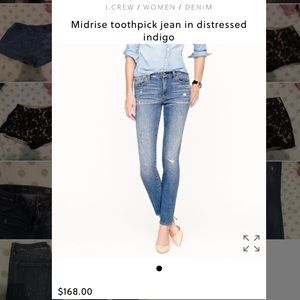 Distressed J Crew Jeans Indigo mid rise