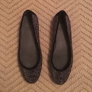 Stuart Weitzman black ballet flats w/ silver studs