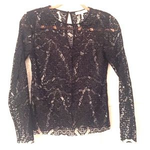 Sandro Black Lace Blouse Size 1 like NEW